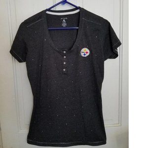 Pittsburgh Ladies Antiqua Tee Shirt with BLING Size; XL Shapely